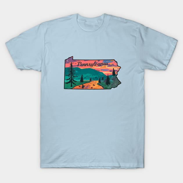 Pennsylvania Fly Fishing State River Sunset by TeeCreations T-Shirt by TeeCreations